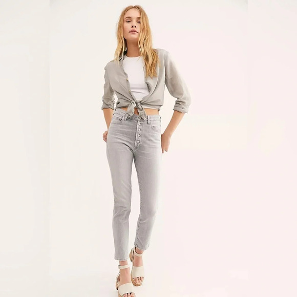 NWT Citizens of Humanity/ Free People Olivia Exposed Button High Rise Slim Ankle